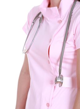 stethoscope with nurse isolated on white background