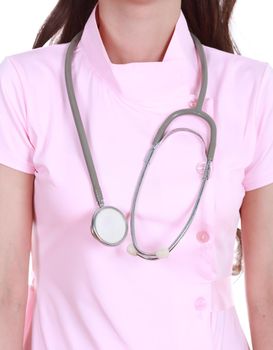 stethoscope with nurse isolated on white background