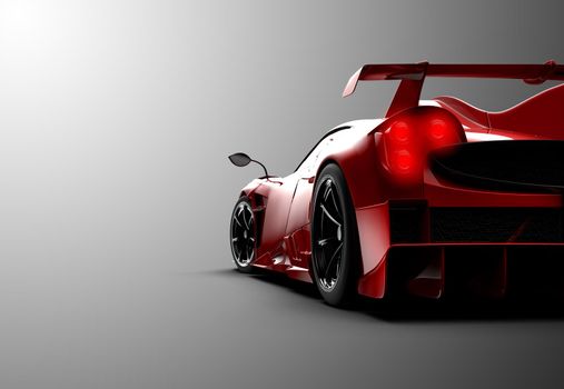 Red generic sport unbranded car isolated on a grey background: 3D illustration