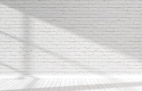 Empty white light room with brick. 3D Illustration