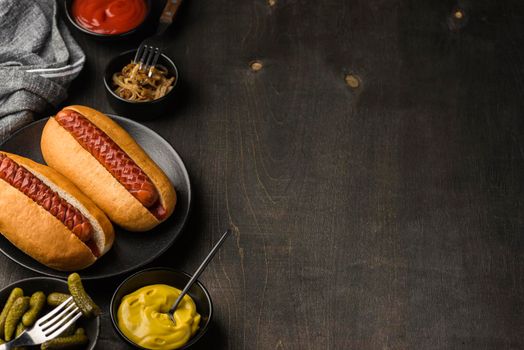 hot dogs plate with copy space