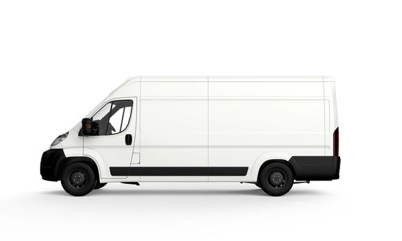 Lateral white truck: 3D illustration