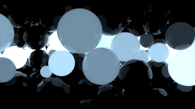 Blue and black spheres: 3D illustration