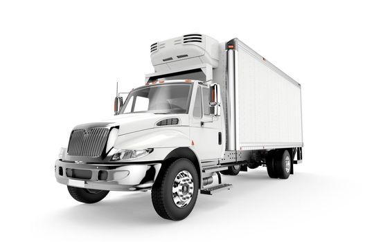 White truck isolated on a white background: 3D illustration