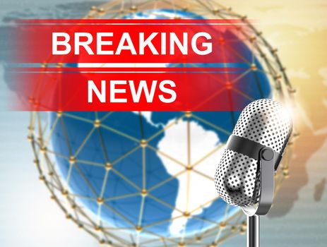 Breaking News with microphone: 3D illustration