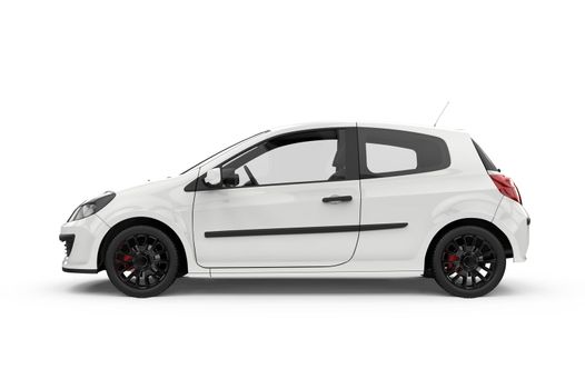 Generic unbranded white city car, 3D illustration