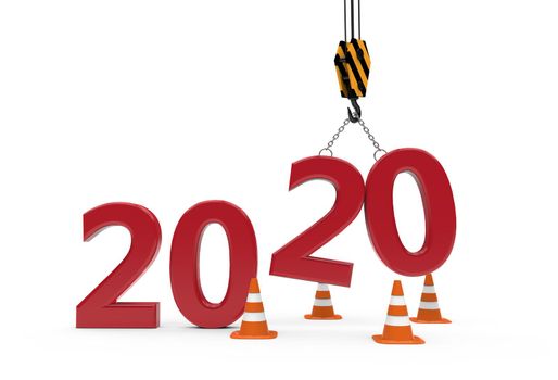 New Year 2020 Under construction: 3D illustration