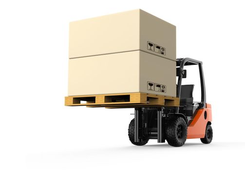 Forklift with boxes: 3D illustration