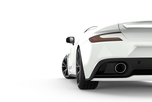 Back generic sport white car: 3D illustration