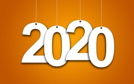 New Year 2020 on an orange background: 3D illustration