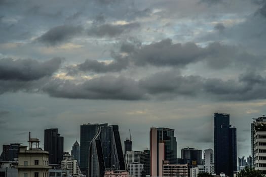 Thailand Bangkok cityscape and cloudy sky. Shooting Location: Bangkok, Thailand