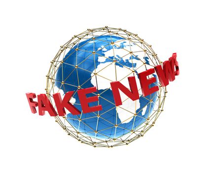 Fake News around planet: 3D illustration