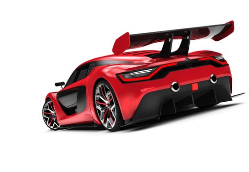 Back of a red custom sport car: 3D illustration