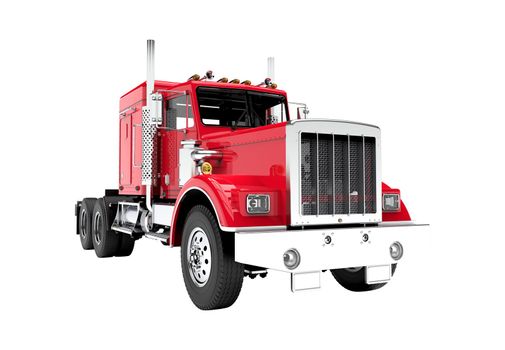 Red truck isolated on a white background: 3D illustration