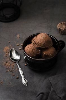 high angle bowl with chocolate ice cream flavor