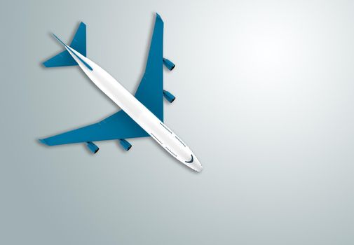 Blue and white airplane isolated: 3D illustration