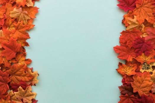 double sided flat lay autumn leaves