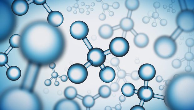 EPS 10. illustration molecule structure science background. Healthcare medicine 3d illustration. Chemistry background with blue cell or atom.