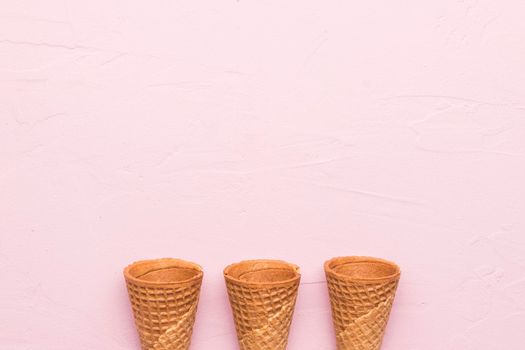 waffle cones pink background