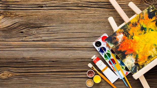 copy space wooden background paint