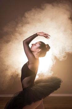 side view ballet posture smoke