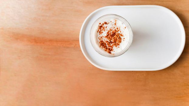 cocoa powder coffee glass tray brown textured backdrop