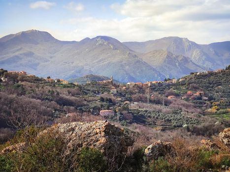 Italian natural landscape of the hinterland of Finale Ligure, travel reportage