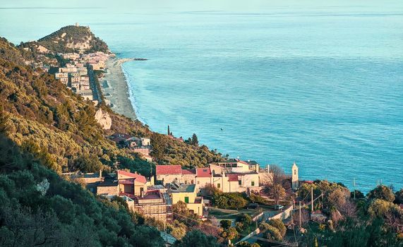 Ligurian landscape of the coast of Finale Ligure and Varigotti, travel teportage
