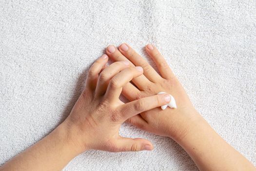 Red spots on the skin of the child's hands.children's allergy.selective focus.nature