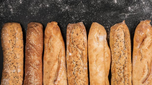 loaves bread black background