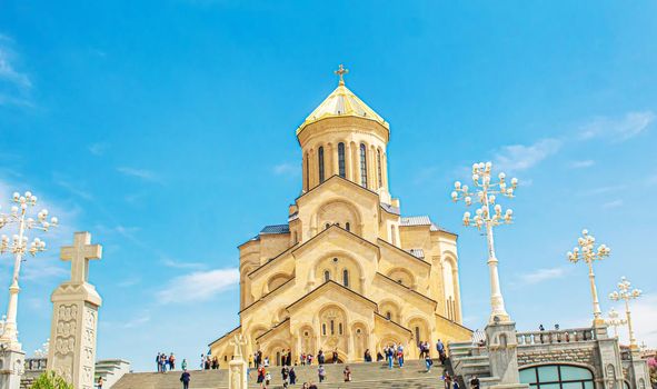 Cathedral of the Holy Trinity Sameba in Tbilisi, capital of Georgia. selective focus.historic