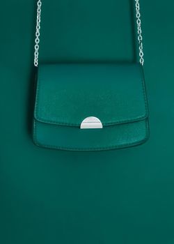 Emerald green leather purse with silver details as designer bag and stylish accessory, female fashion and luxury style handbag collection concept