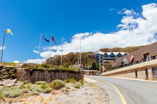 FALLS CREEK, AUSTRALIA - JAN 1: The area around Falls Creek Village on a hot summer's day in the Victorian Alps in Victoria, Australia in 2022