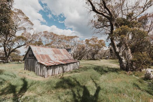 Historic Wallace Hut which is the oldest remaining cattlemen's hut near Falls Creek in the Victorian Alps, Australia