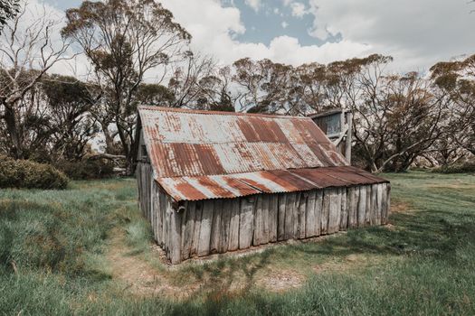 Historic Wallace Hut which is the oldest remaining cattlemen's hut near Falls Creek in the Victorian Alps, Australia