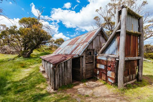 Historic Wallace Hut which is the oldest remaining cattlemen's hut near Falls Creek in the Victorian Alps, Australia