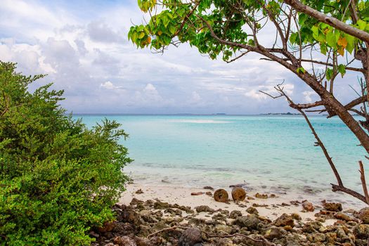 Romantic ocean bay with turquoise blue water