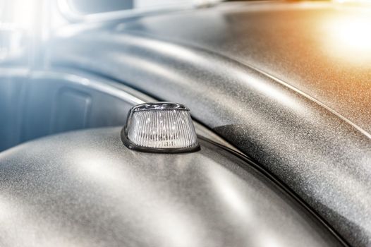 Close up on the hood of a vintage car