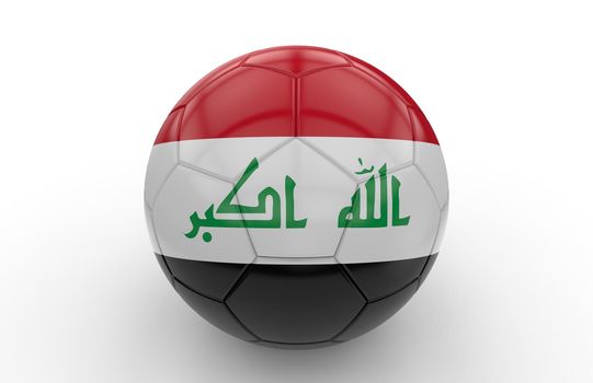 Soccer ball with Iraq flag isolated on white background; 3d rendering