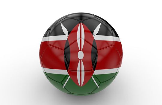 Soccer ball with Kenya flag isolated on white background; 3d rendering