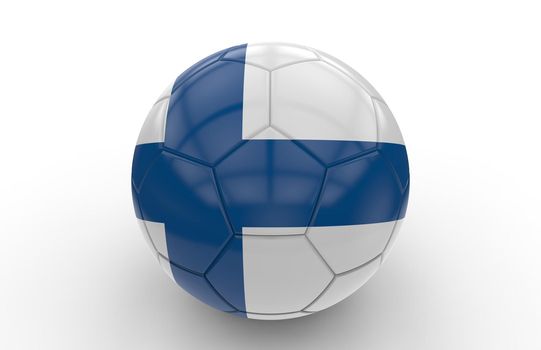 Soccer ball with Finland flag isolated on white background; 3d rendering