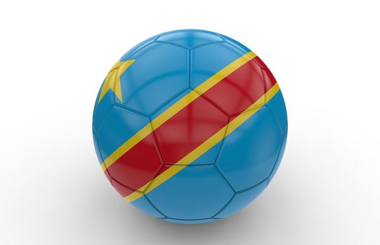 Soccer ball with Democratic Republic of Congo flag isolated on white background; 3d rendering