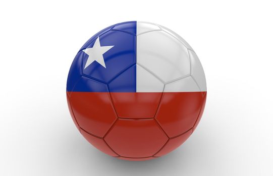 Soccer ball with Chile flag isolated on white background; 3d rendering