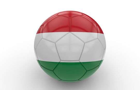 Soccer ball with hungarian flag isolated on white background