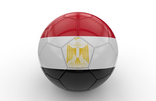 Soccer ball with Egypt flag isolated on white background; 3d rendering