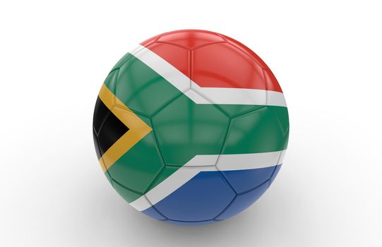 Soccer ball with south africa flag isolated on white background