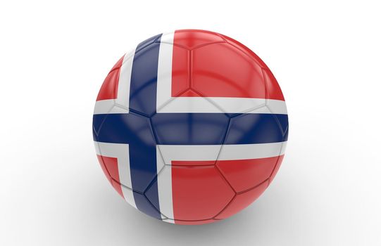 Soccer ball with norway flag isolated on white background