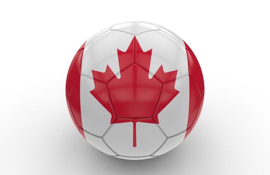 Soccer ball with canada flag isolated on white background