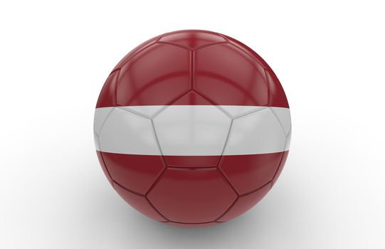 Soccer ball with Latvia flag isolated on white background; 3d rendering