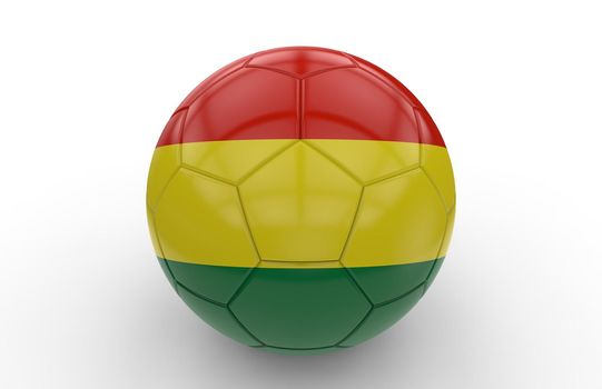 Soccer ball with Bolivia flag isolated on white background; 3d rendering